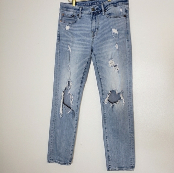 American Eagle Outfitters Next Level Distressed Skinny Jeans Light Blue Denim - Picture 3 of 13